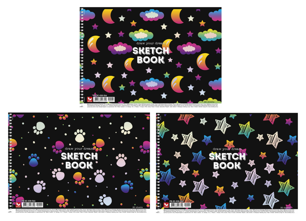 Альбом для малювання, спiраль, 30арк., 120г/м2, тиснення, PB-SC-030-564 Школярик